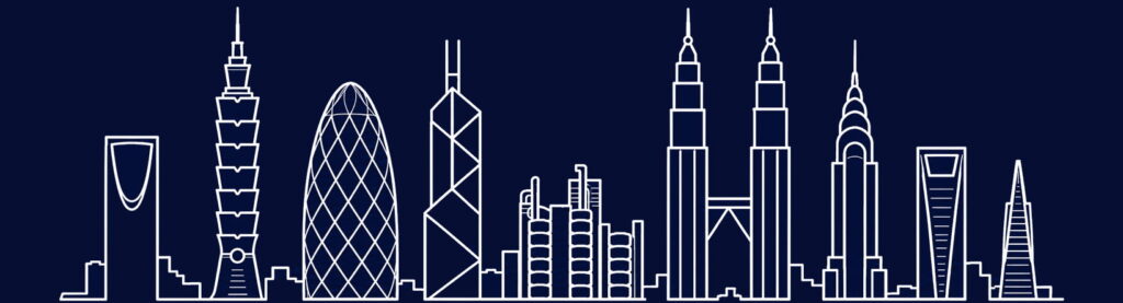 International business skyline symbolising the executives and customers Twikz has supported around the world including the UK, US, Australia, UAE, Hong Kong & Singapore.